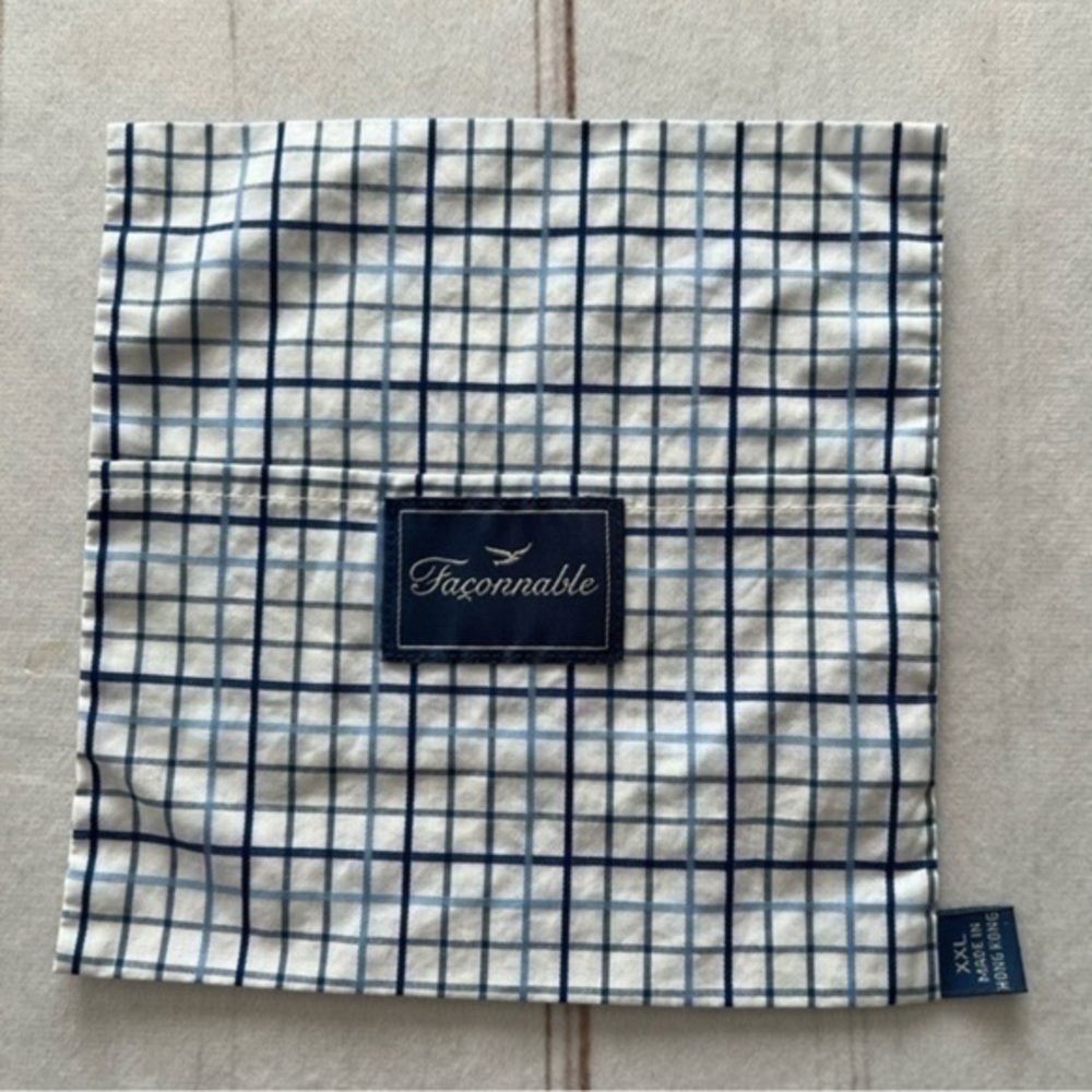 Faconnable Mens Size XXL Pocket Square for Suit Jacket Business Blue White